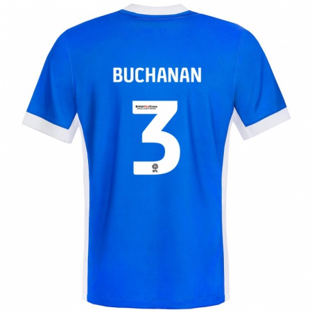 Kandiny Enfant Maillot Lee Buchanan #3 Bleu Blanc Tenues Domicile 2024/25 T-Shirt