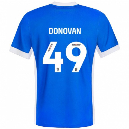 Kandiny Enfant Maillot Romelle Donovan #49 Bleu Blanc Tenues Domicile 2024/25 T-Shirt