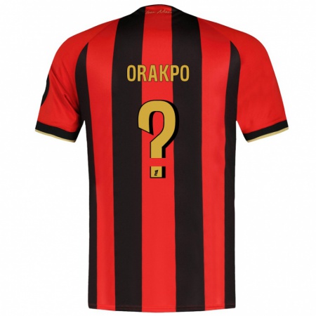 Kandiny Enfant Maillot Victor Orakpo #0 Rouge Noir Tenues Domicile 2024/25 T-Shirt