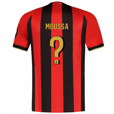 Kandiny Enfant Maillot Mounir Moussa #0 Rouge Noir Tenues Domicile 2024/25 T-Shirt