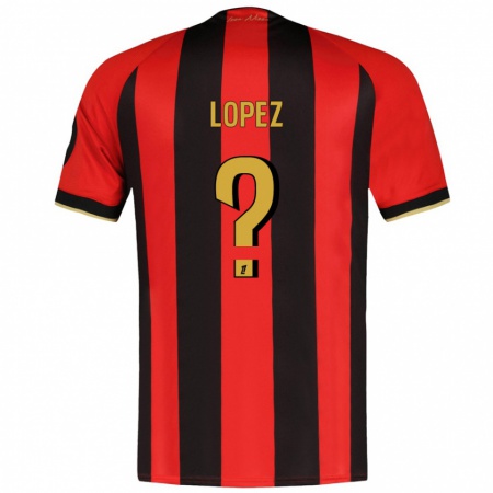 Kandiny Enfant Maillot Kylian Lopez #0 Rouge Noir Tenues Domicile 2024/25 T-Shirt