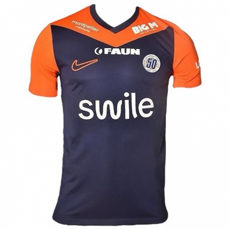 Kandiny Enfant Maillot Nérilia Mondésir #11 Bleu Marine Orange Tenues Domicile 2024/25 T-Shirt