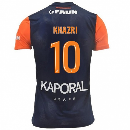 Kandiny Enfant Maillot Wahbi Khazri #10 Bleu Marine Orange Tenues Domicile 2024/25 T-Shirt