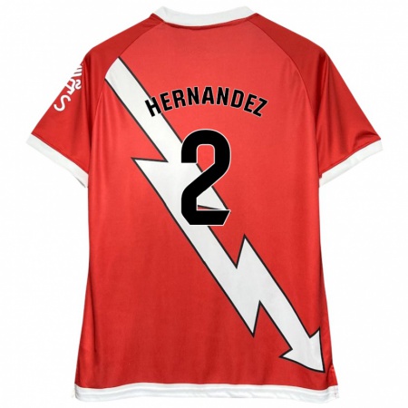 Kandiny Enfant Maillot Marco Hernández #2 Blanc Rouge Tenues Domicile 2024/25 T-Shirt