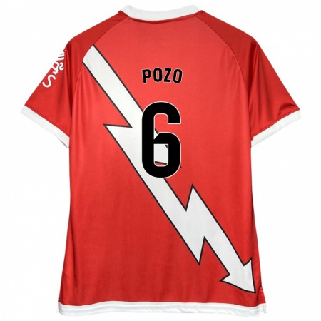 Kandiny Enfant Maillot José Pozo #6 Blanc Rouge Tenues Domicile 2024/25 T-Shirt