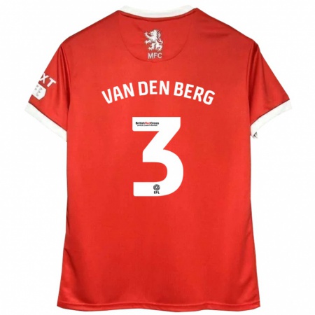 Kandiny Enfant Maillot Rav Van Den Berg #3 Rouge Blanc Tenues Domicile 2024/25 T-Shirt