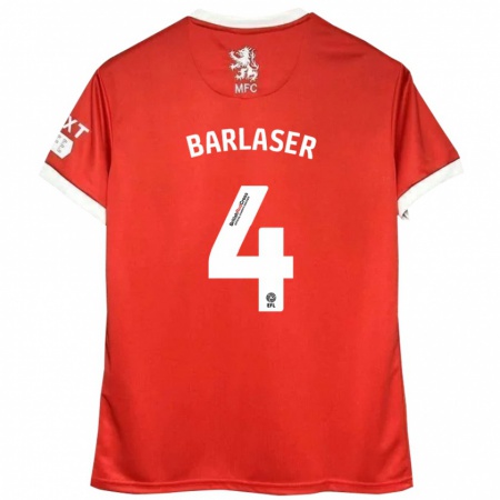 Kandiny Enfant Maillot Dan Barlaser #4 Rouge Blanc Tenues Domicile 2024/25 T-Shirt