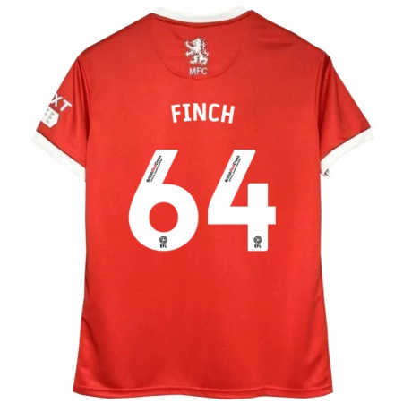 Kandiny Enfant Maillot Sonny Finch #64 Rouge Blanc Tenues Domicile 2024/25 T-Shirt