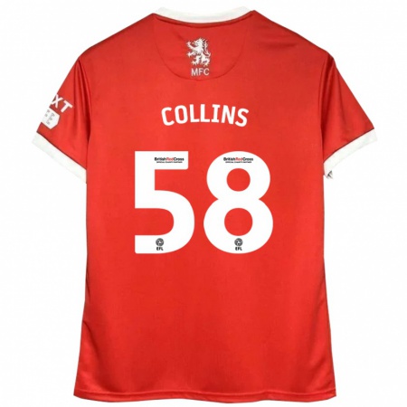 Kandiny Enfant Maillot Sam Collins #58 Rouge Blanc Tenues Domicile 2024/25 T-Shirt