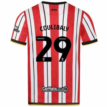 Kandiny Enfant Maillot Ismaila Coulibaly #29 Rayures Blanches Rouges Tenues Domicile 2024/25 T-Shirt