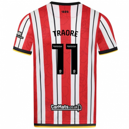 Kandiny Enfant Maillot Bénie Traoré #11 Rayures Blanches Rouges Tenues Domicile 2024/25 T-Shirt