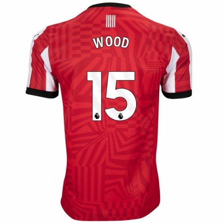 Kandiny Enfant Maillot Nathan Wood #15 Rouge Blanc Tenues Domicile 2024/25 T-Shirt