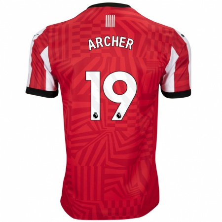 Kandiny Enfant Maillot Cameron Archer #19 Rouge Blanc Tenues Domicile 2024/25 T-Shirt