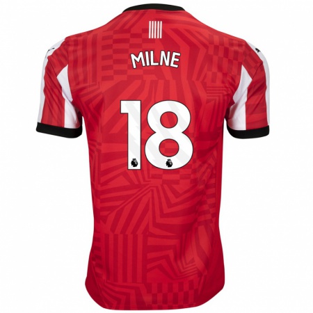 Kandiny Enfant Maillot Izzy Milne #18 Rouge Blanc Tenues Domicile 2024/25 T-Shirt