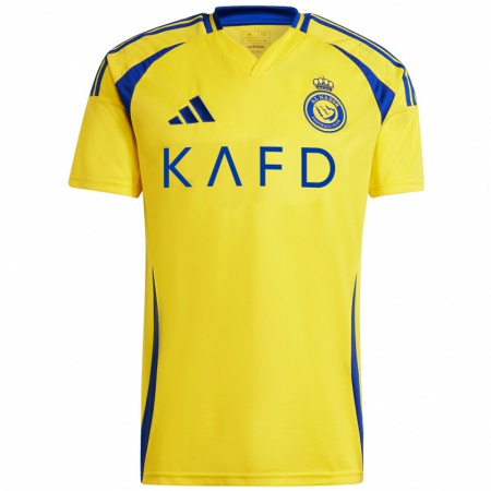 Kandiny Enfant Maillot Khalid Al-Ghannam #11 Jaune Bleu Tenues Domicile 2024/25 T-Shirt