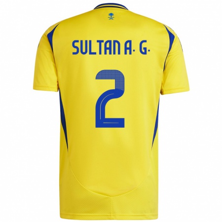 Kandiny Enfant Maillot Sultan Al-Ghannam #2 Jaune Bleu Tenues Domicile 2024/25 T-Shirt