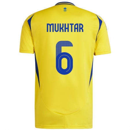 Kandiny Enfant Maillot Mukhtar Ali #6 Jaune Bleu Tenues Domicile 2024/25 T-Shirt