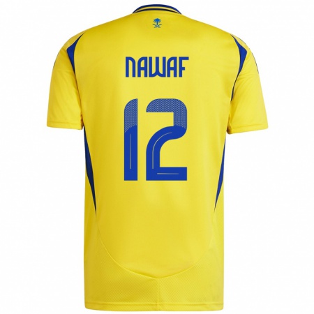 Kandiny Enfant Maillot Nawaf Al-Boushal #12 Jaune Bleu Tenues Domicile 2024/25 T-Shirt