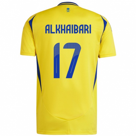 Kandiny Enfant Maillot Abdullah Al-Khaibari #17 Jaune Bleu Tenues Domicile 2024/25 T-Shirt