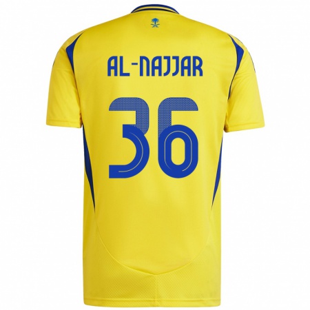 Kandiny Enfant Maillot Raghed Al-Najjar #36 Jaune Bleu Tenues Domicile 2024/25 T-Shirt