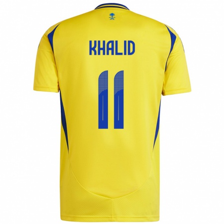 Kandiny Enfant Maillot Khalid Al-Ghannam #11 Jaune Bleu Tenues Domicile 2024/25 T-Shirt