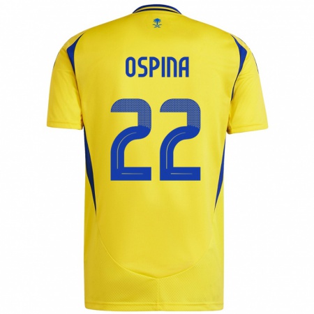 Kandiny Enfant Maillot David Ospina #22 Jaune Bleu Tenues Domicile 2024/25 T-Shirt