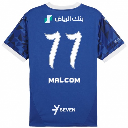 Kandiny Enfant Maillot Malcom #77 Bleu Foncé Blanc Tenues Domicile 2024/25 T-Shirt