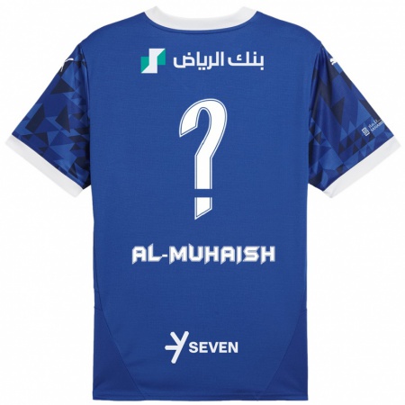 Kandiny Enfant Maillot Mohammed Al-Muhaish #0 Bleu Foncé Blanc Tenues Domicile 2024/25 T-Shirt