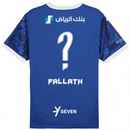 Kandiny Enfant Maillot Fahad Fallath #0 Bleu Foncé Blanc Tenues Domicile 2024/25 T-Shirt