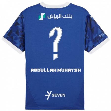 Kandiny Enfant Maillot Mohammed Abdullah Muhaysh #0 Bleu Foncé Blanc Tenues Domicile 2024/25 T-Shirt