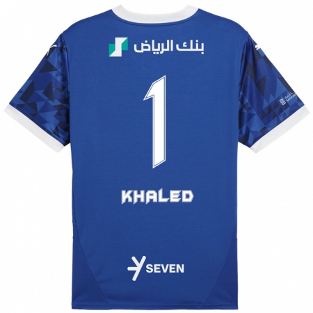 Kandiny Enfant Maillot Nawal Khaled #1 Bleu Foncé Blanc Tenues Domicile 2024/25 T-Shirt