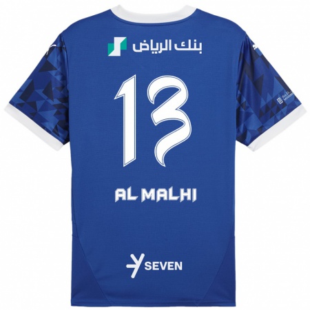 Kandiny Enfant Maillot Al Muhra Al-Malhi #13 Bleu Foncé Blanc Tenues Domicile 2024/25 T-Shirt