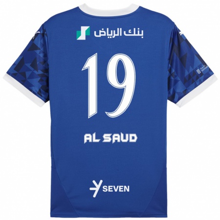 Kandiny Enfant Maillot Manal Al Saud #19 Bleu Foncé Blanc Tenues Domicile 2024/25 T-Shirt