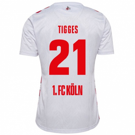 Kandiny Enfant Maillot Steffen Tigges #21 Blanc Rouge Tenues Domicile 2024/25 T-Shirt