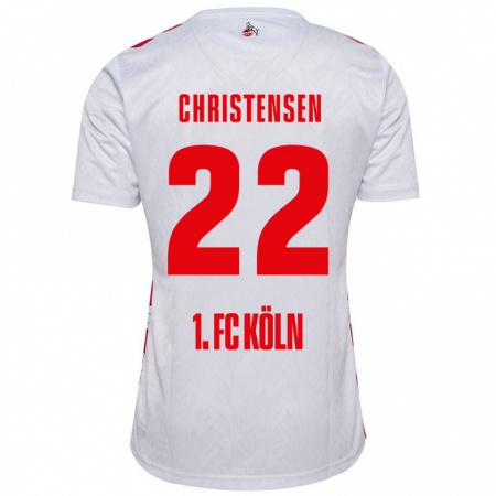 Kandiny Enfant Maillot Jacob Christensen #22 Blanc Rouge Tenues Domicile 2024/25 T-Shirt