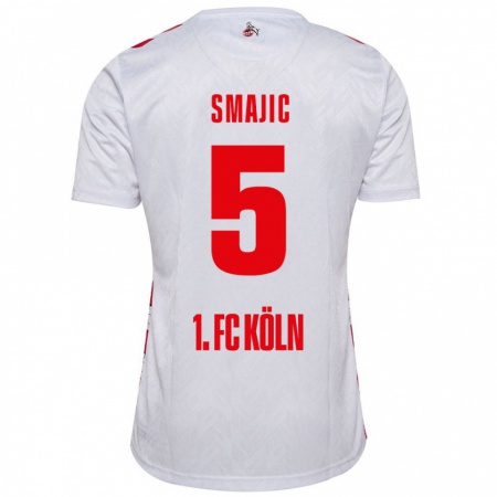 Kandiny Enfant Maillot Rijad Smajic #5 Blanc Rouge Tenues Domicile 2024/25 T-Shirt