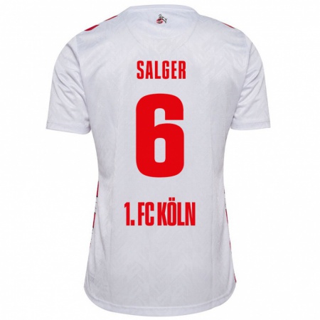 Kandiny Enfant Maillot Stephan Salger #6 Blanc Rouge Tenues Domicile 2024/25 T-Shirt