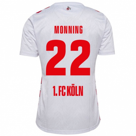 Kandiny Enfant Maillot Marlon Monning #22 Blanc Rouge Tenues Domicile 2024/25 T-Shirt