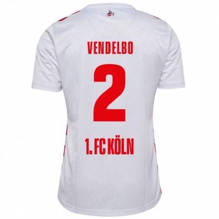 Kandiny Enfant Maillot Sofie Vendelbo #2 Blanc Rouge Tenues Domicile 2024/25 T-Shirt