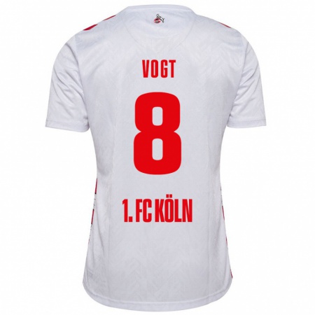 Kandiny Enfant Maillot Laura Vogt #8 Blanc Rouge Tenues Domicile 2024/25 T-Shirt