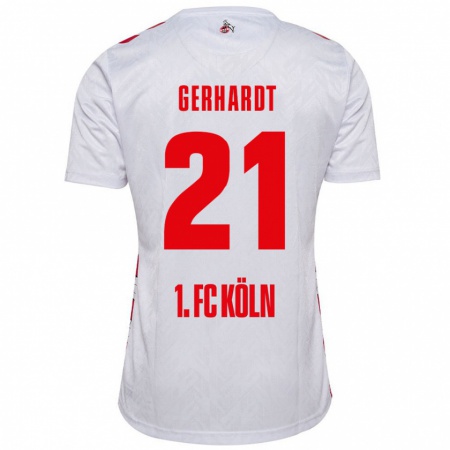 Kandiny Enfant Maillot Anna Gerhardt #21 Blanc Rouge Tenues Domicile 2024/25 T-Shirt