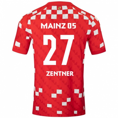 Kandiny Enfant Maillot Robin Zentner #27 Blanc Rouge Tenues Domicile 2024/25 T-Shirt