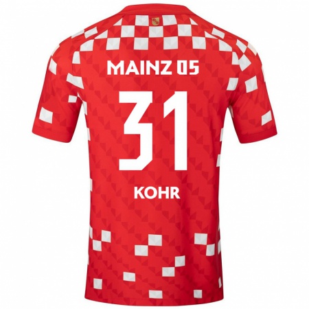 Kandiny Enfant Maillot Dominik Kohr #31 Blanc Rouge Tenues Domicile 2024/25 T-Shirt