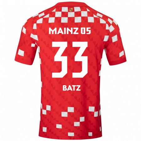 Kandiny Enfant Maillot Daniel Batz #33 Blanc Rouge Tenues Domicile 2024/25 T-Shirt