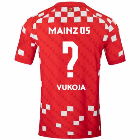 Kandiny Enfant Maillot Luka Vukoja #0 Blanc Rouge Tenues Domicile 2024/25 T-Shirt