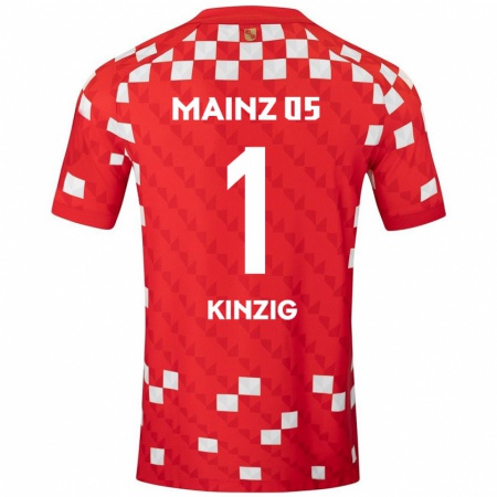 Kandiny Enfant Maillot Maximilian Kinzig #1 Blanc Rouge Tenues Domicile 2024/25 T-Shirt