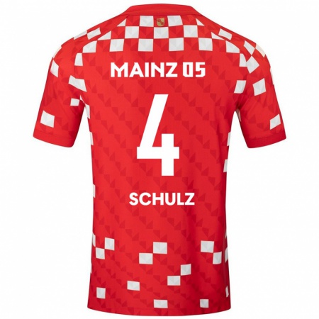 Kandiny Enfant Maillot Philipp Schulz #4 Blanc Rouge Tenues Domicile 2024/25 T-Shirt