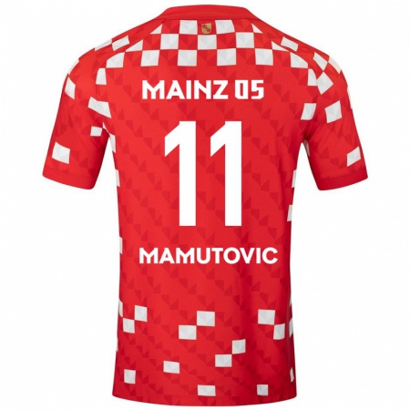 Kandiny Enfant Maillot David Mamutovic #11 Blanc Rouge Tenues Domicile 2024/25 T-Shirt