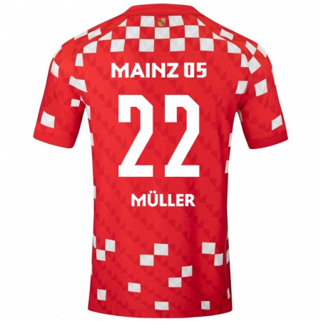 Kandiny Enfant Maillot Tim Müller #22 Blanc Rouge Tenues Domicile 2024/25 T-Shirt