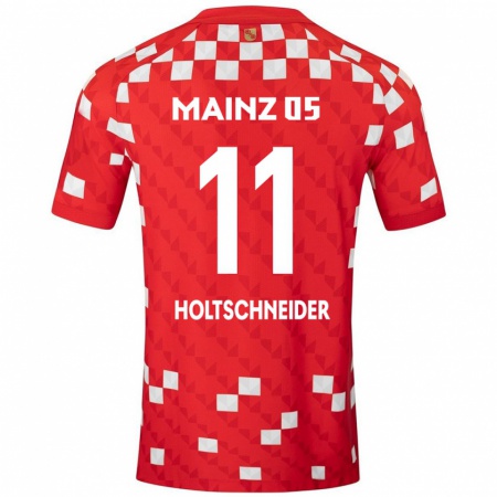 Kandiny Enfant Maillot Hannah Holtschneider #11 Blanc Rouge Tenues Domicile 2024/25 T-Shirt